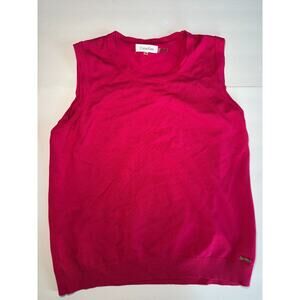Calvin Klein Women’s XL Pink Sleeveless Sweater Knit Top Lightweight Crew Neck